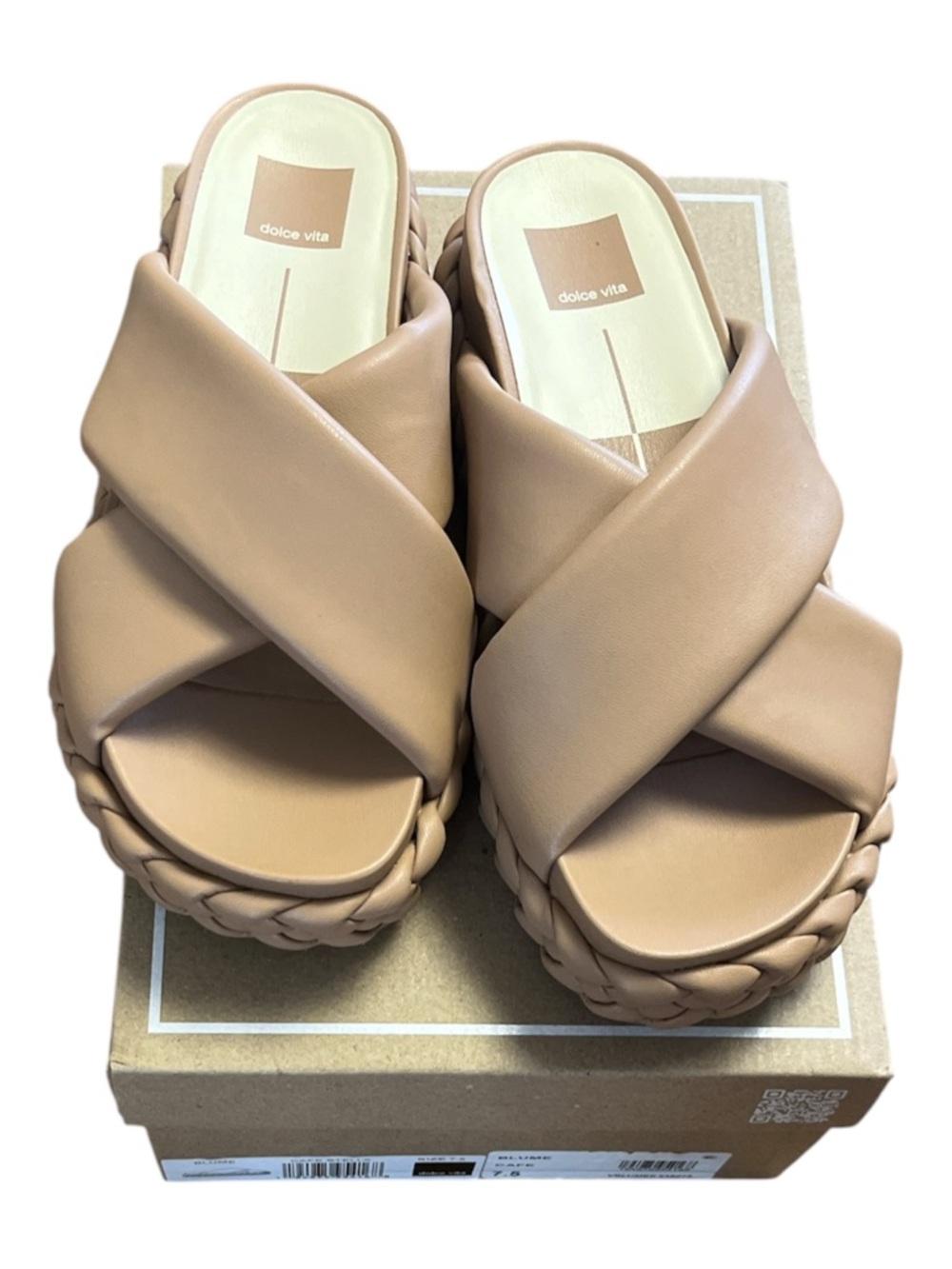 Dolce Vita Taupe Braided Platform Slide Mules